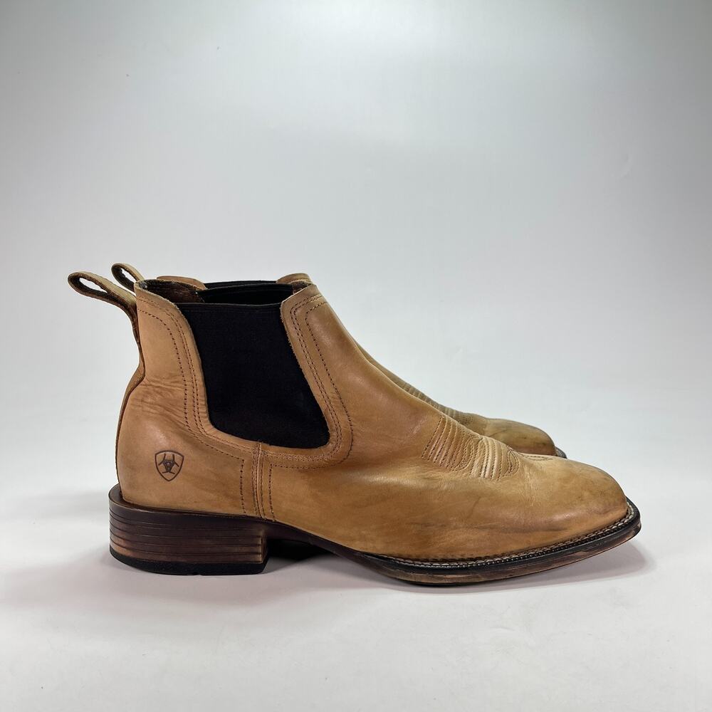 Ariat Booker Tan Ultra Distressed Square Toe Western Chelsea Boots Mens Sz 12 EE